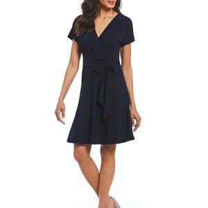 NEW Leslie Fay Dolman Sleeve Faux Wrap Dress